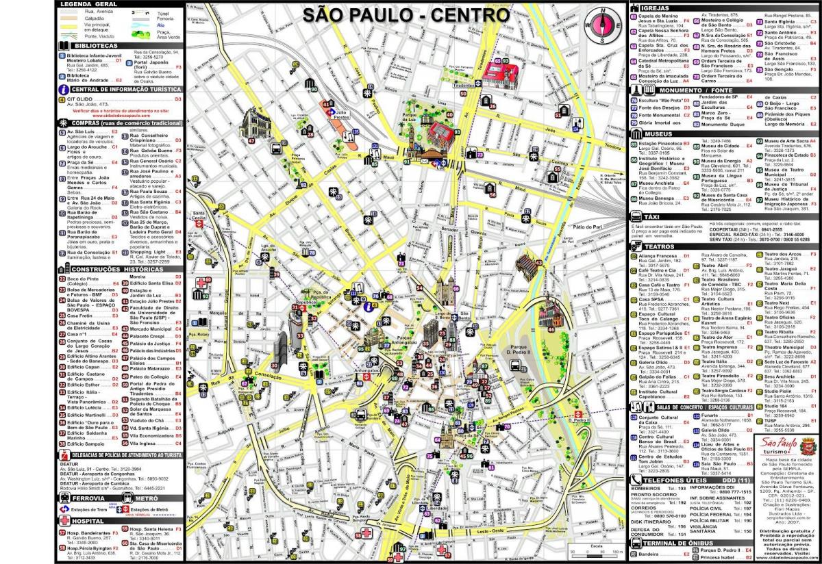 Mapa centre mesta Sao Paulo