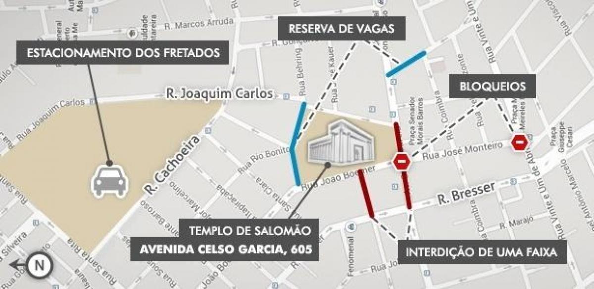 Mapa Chrám Šalamúnov Sao Paulo
