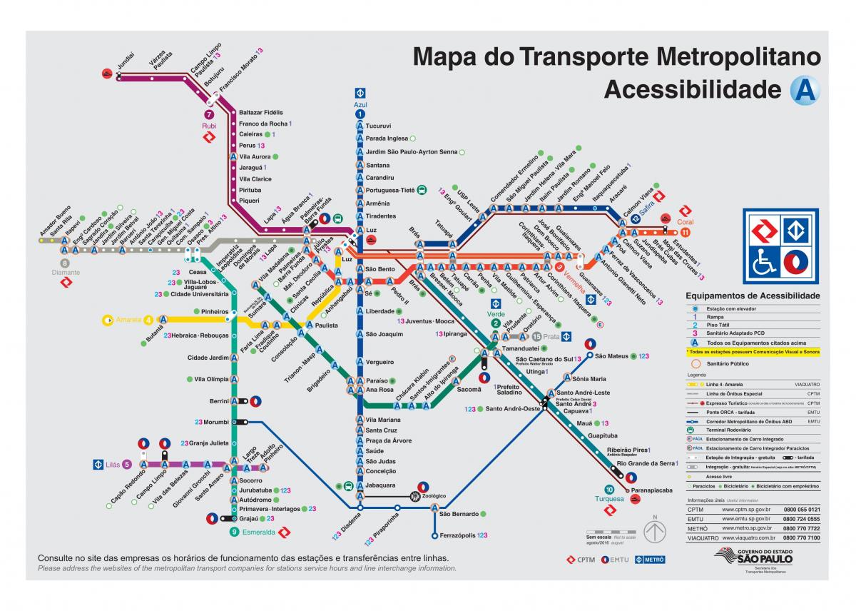 Mapa dopravy Sao Paulo - bezbariérový Prístup