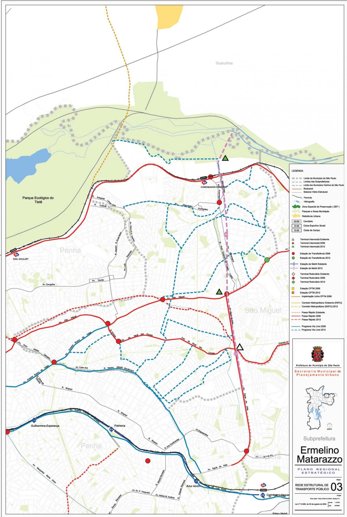 Mapa Ermelino Matarazzo São Paulo - Verejnej dopravy