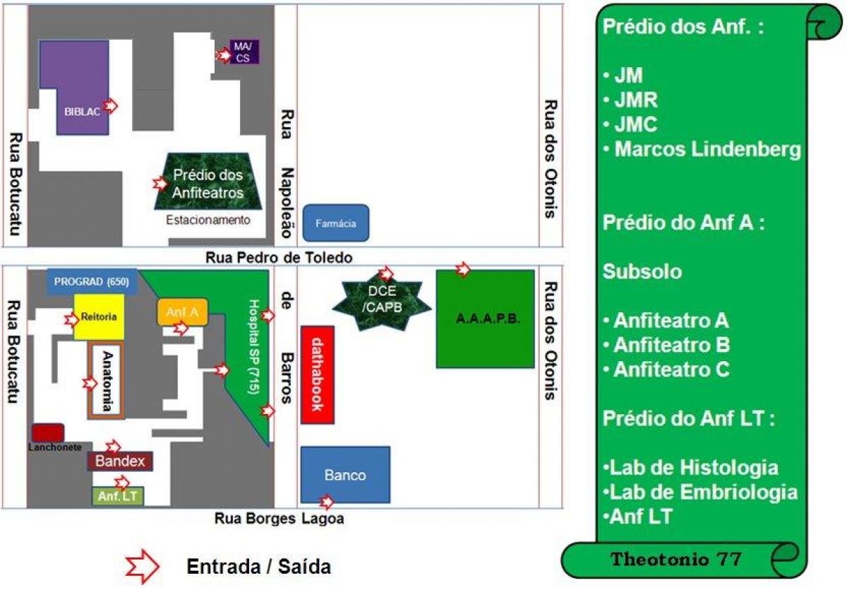Mapa federálnej university of Sao Paulo - UNIFESP