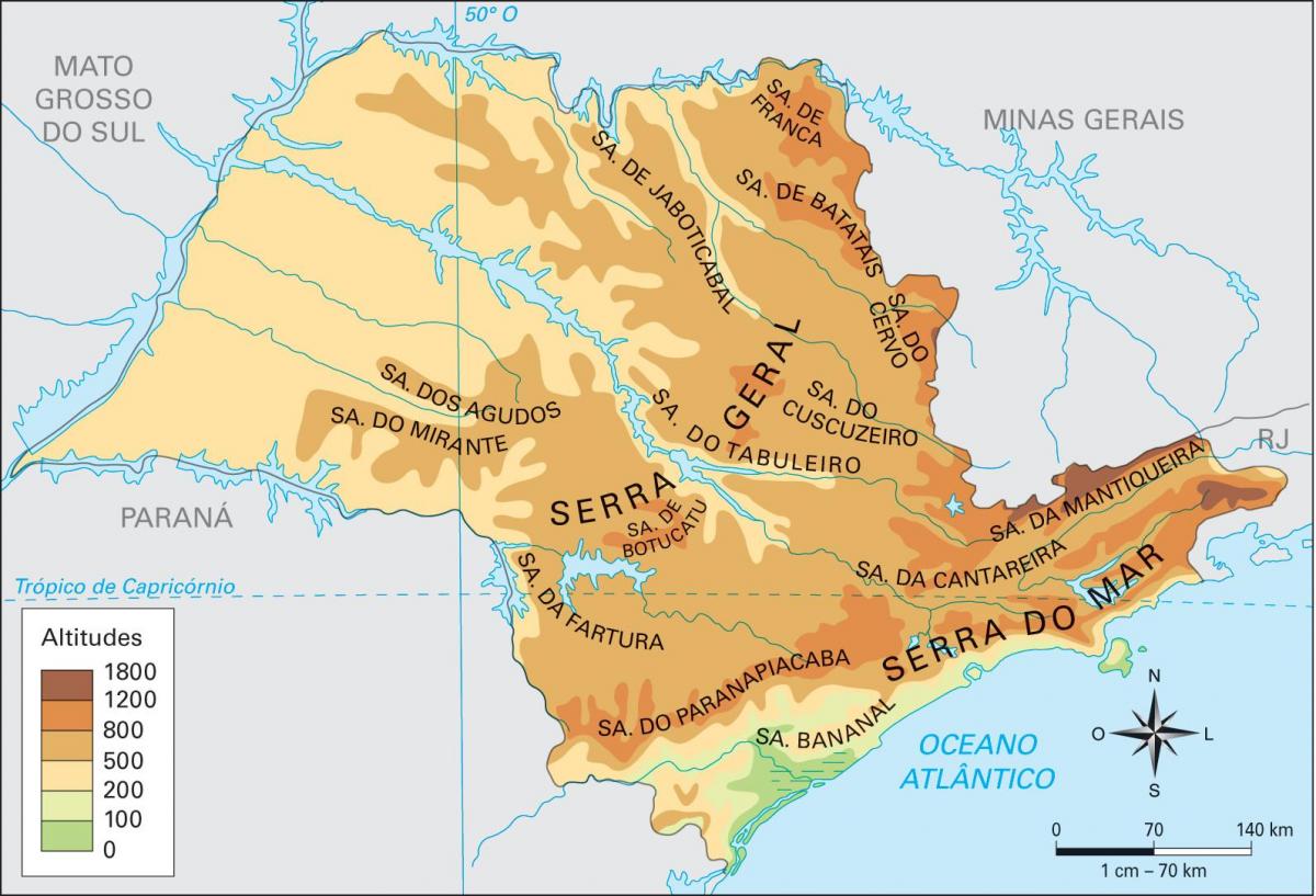 Mapa geografického Sao Paulo