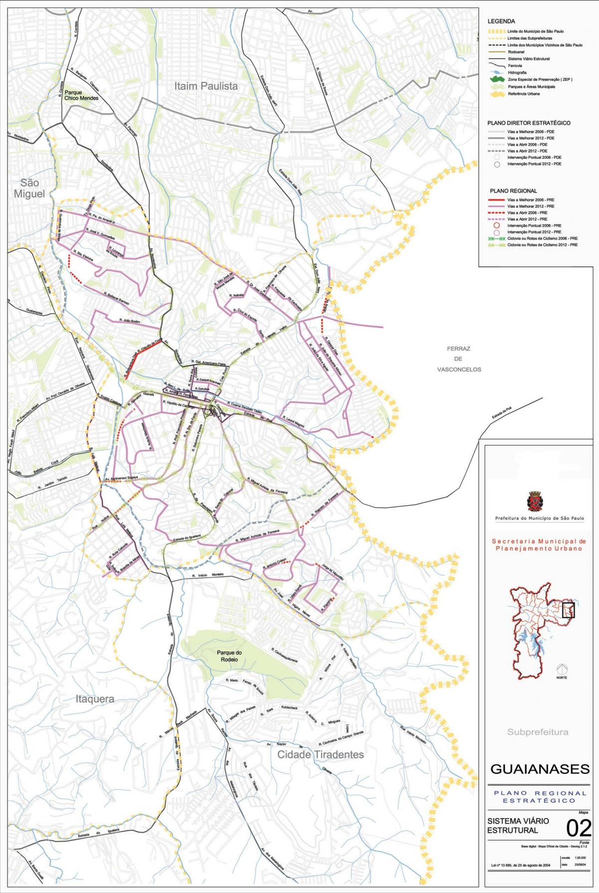 Mapa Guaianases São Paulo - Cesty