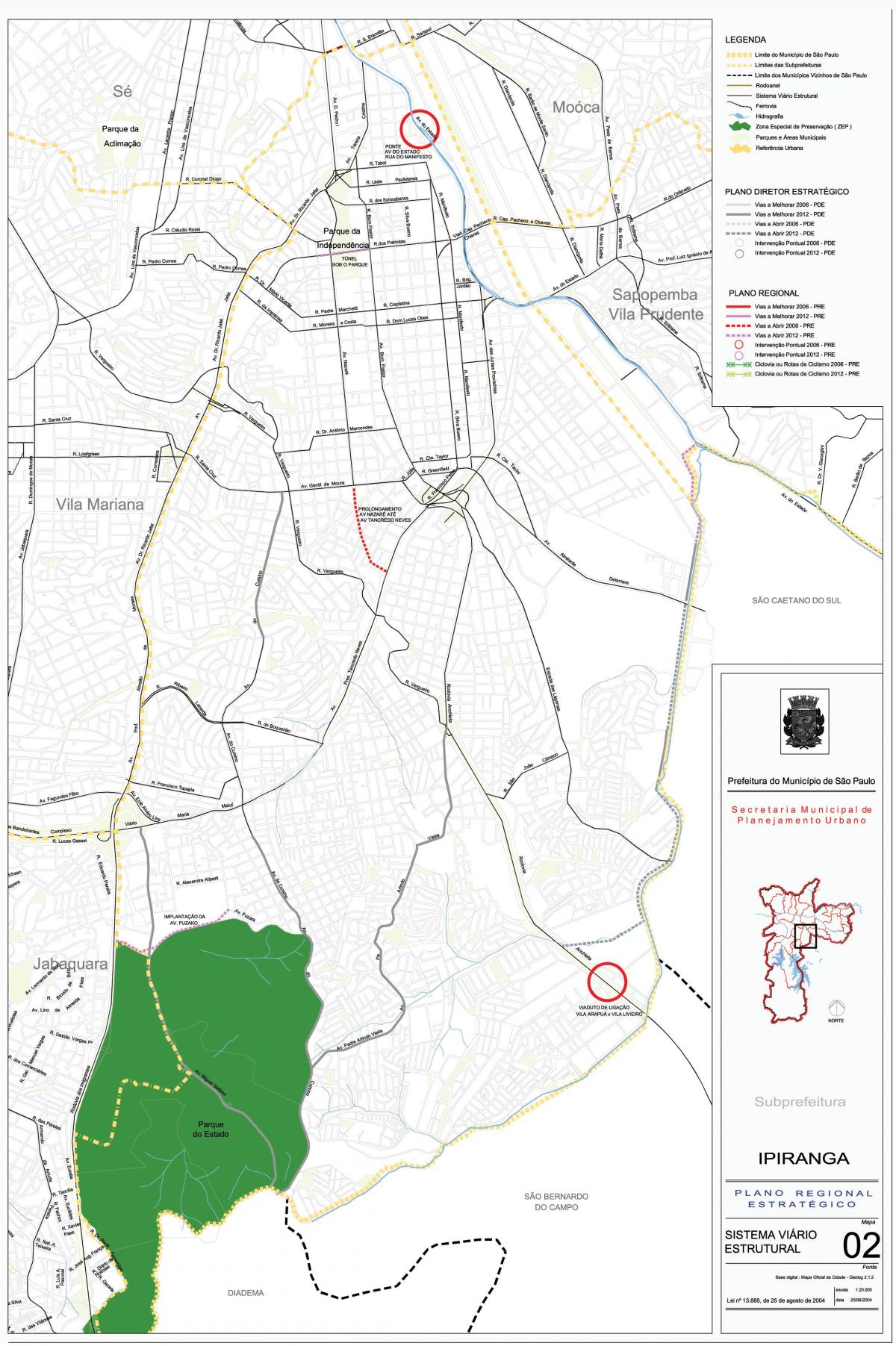 Mapa Ipiranga São Paulo - Cesty