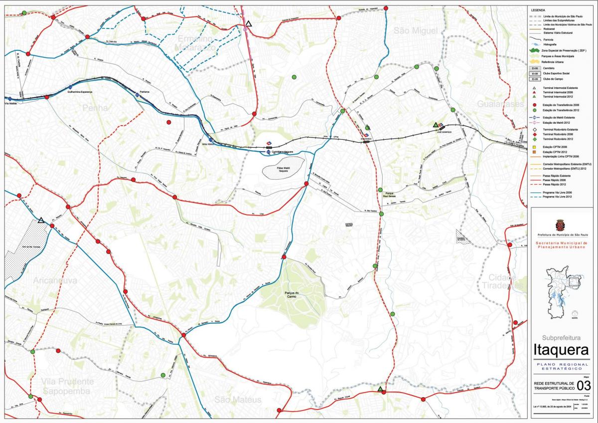 Mapa Itaquera São Paulo - Verejnej dopravy