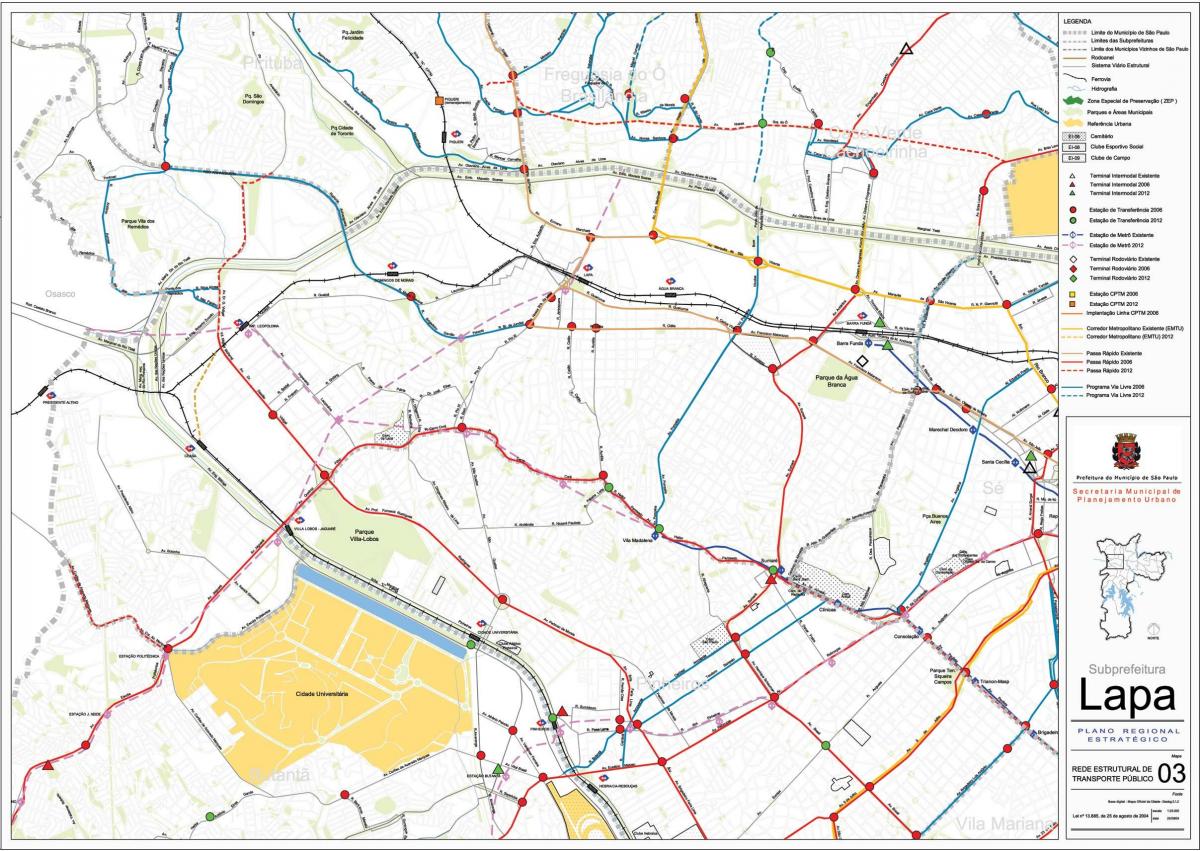 Mapa Lapa São Paulo - Verejnej dopravy