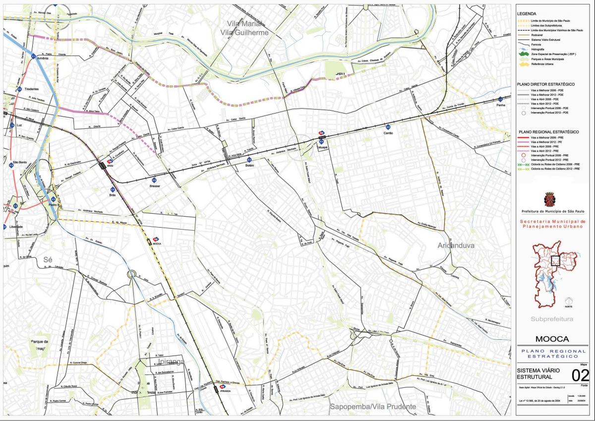 Mapa Mooca São Paulo - Cesty