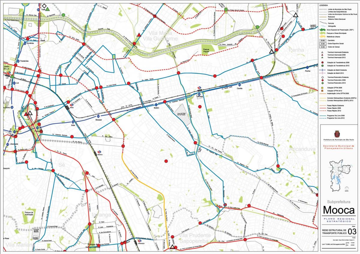 Mapa Mooca São Paulo - Verejnej dopravy