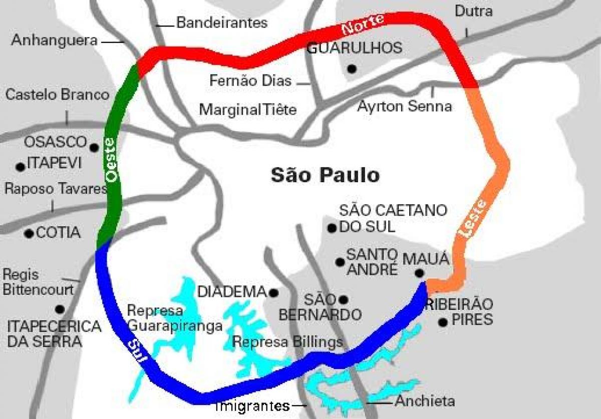 Mapa Mário Covas diaľnici - SP 21