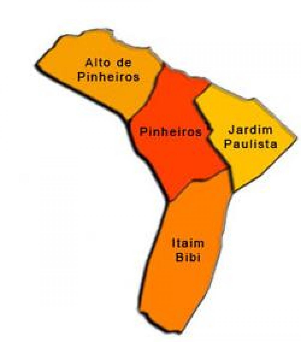 Mapa Pinheiros sub-prefektúra