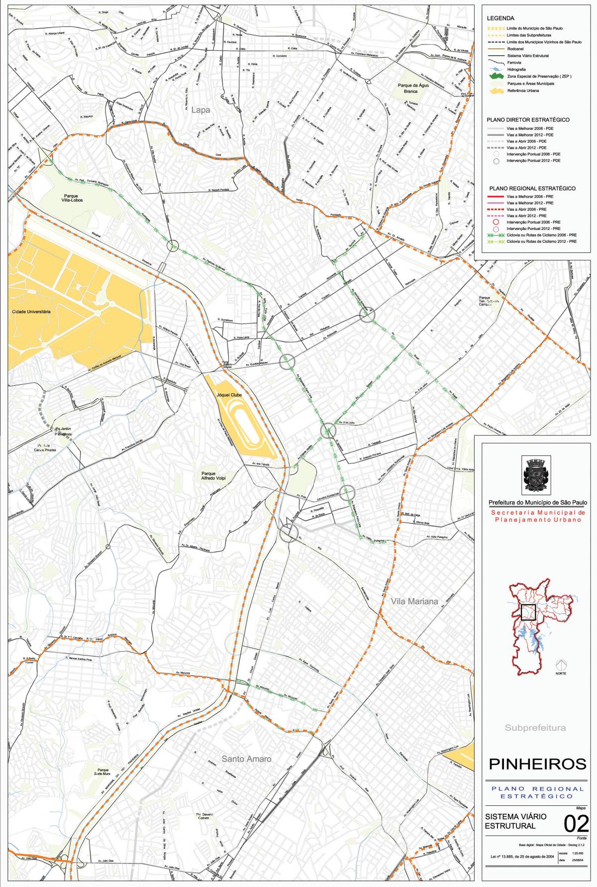 Mapa Pinheiros São Paulo - Cesty