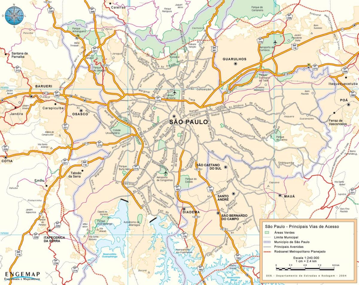 Mapa prístupové cesty Sao Paulo