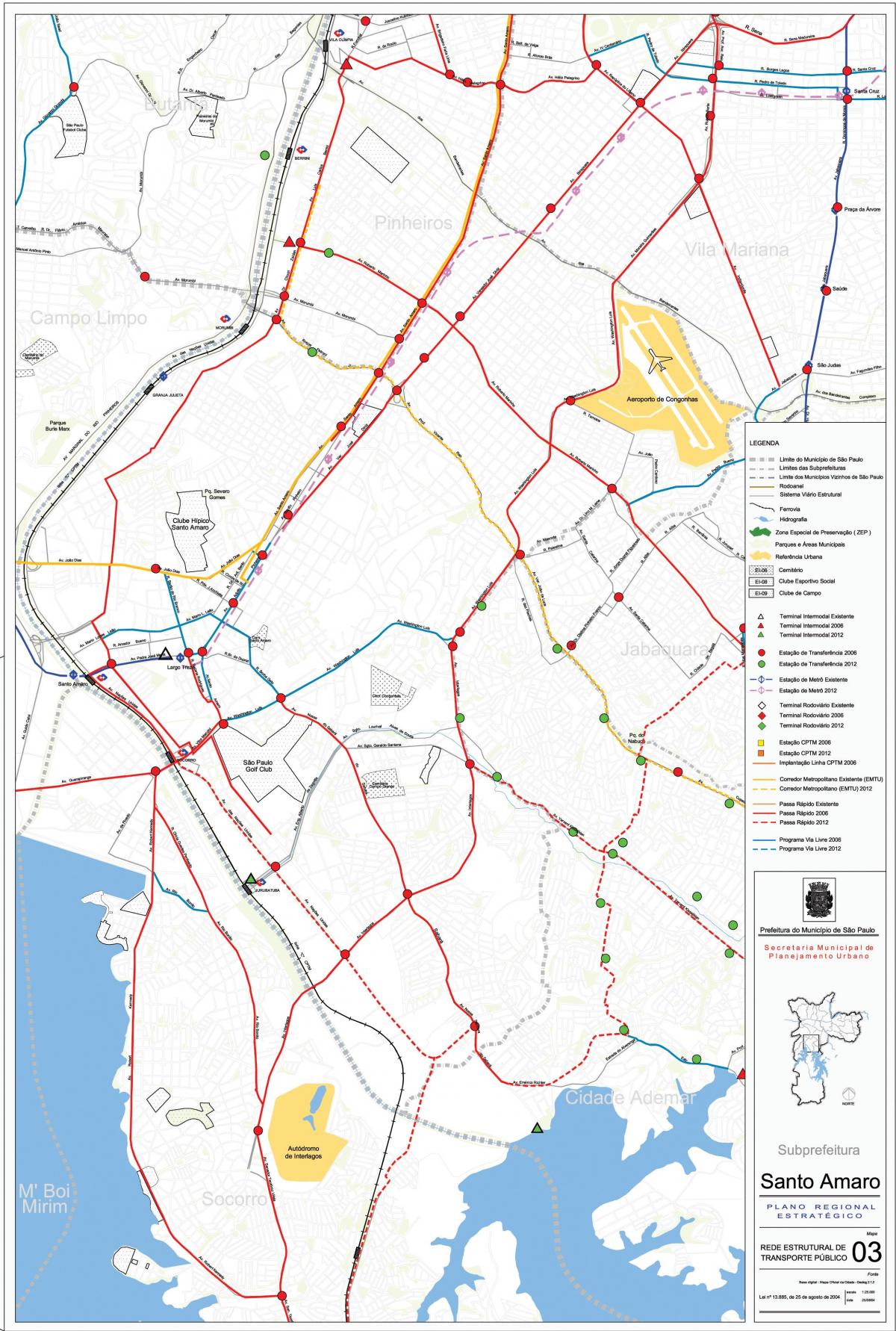 Mapa Santo Amaro São Paulo - Verejnej dopravy