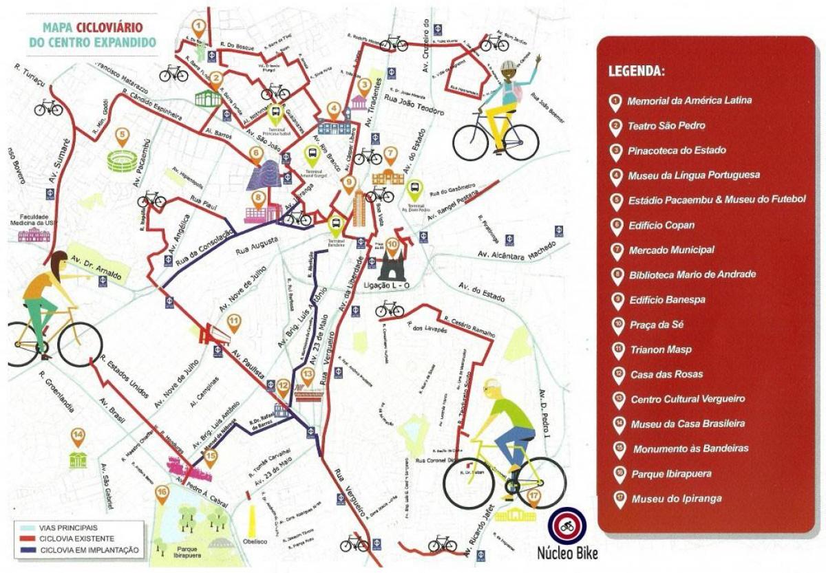 Mapa Sao Paulo cesta na bicykli