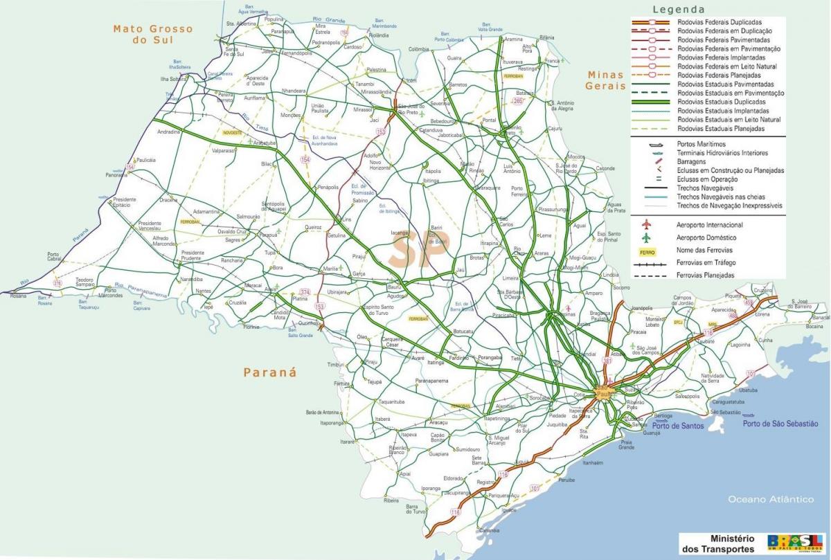 Mapa Sao Paulo diaľnice