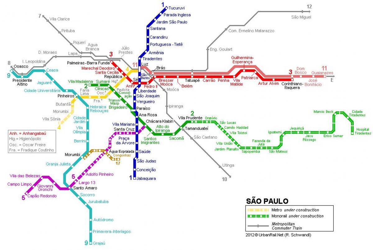 Mapa Sao Paulo monorail