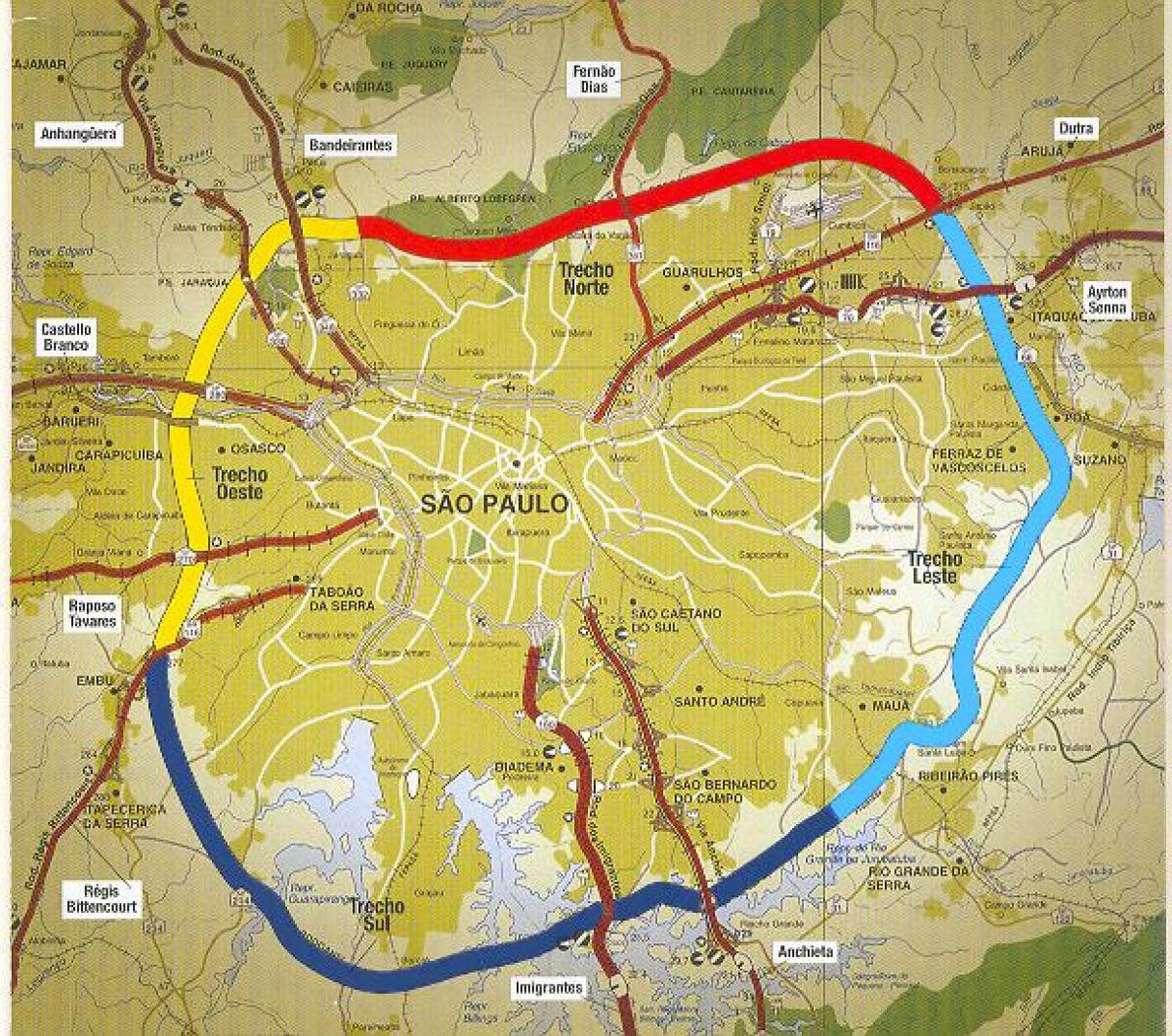 Mapa Sao Paulo obchvatu