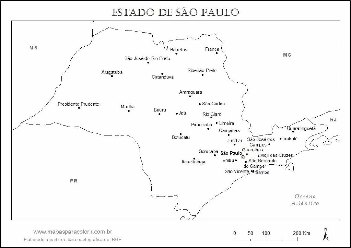 Mapa Sao Paulo panny - hlavné mestá