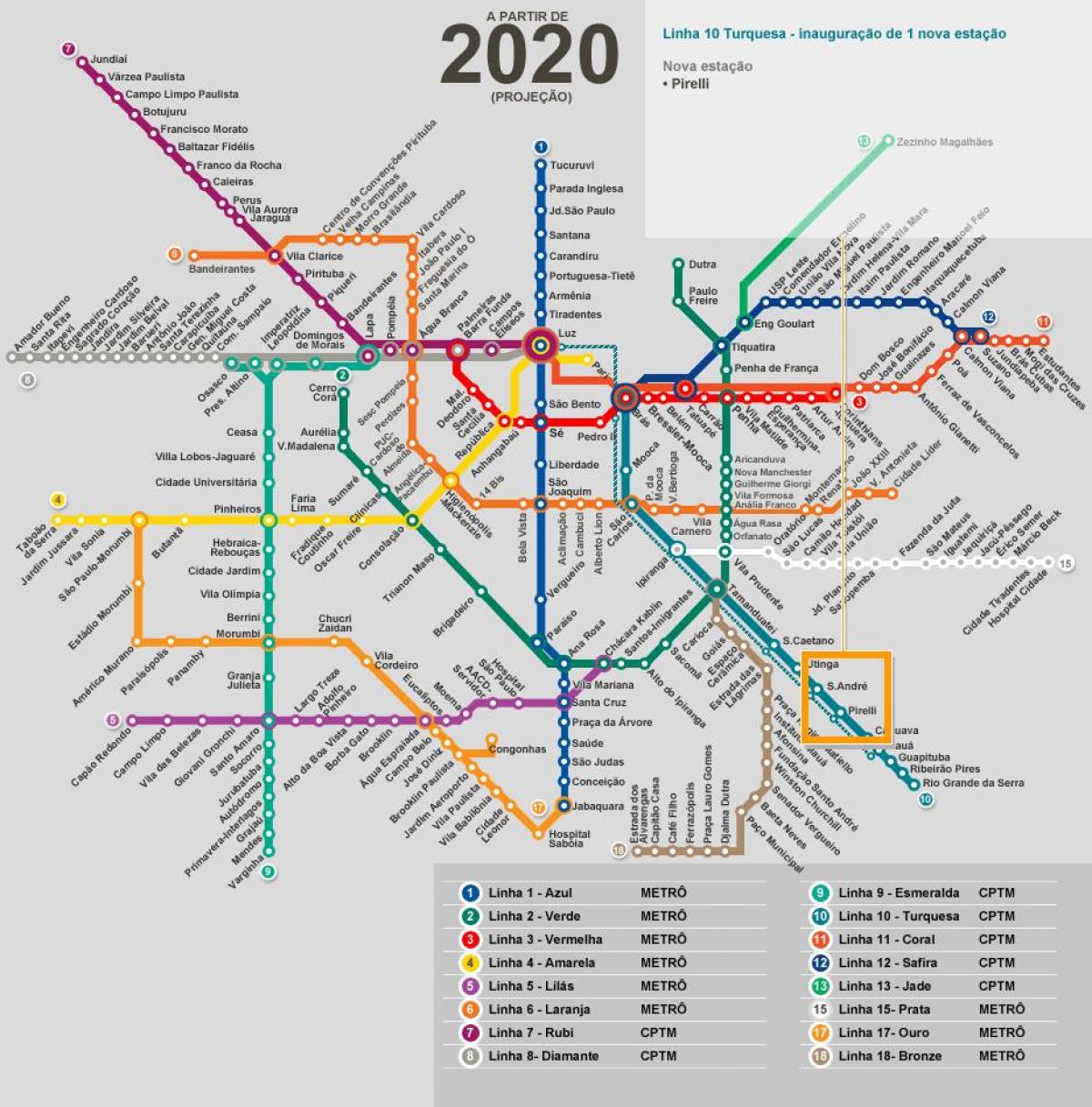 Mapa Sao Paulo siete metro