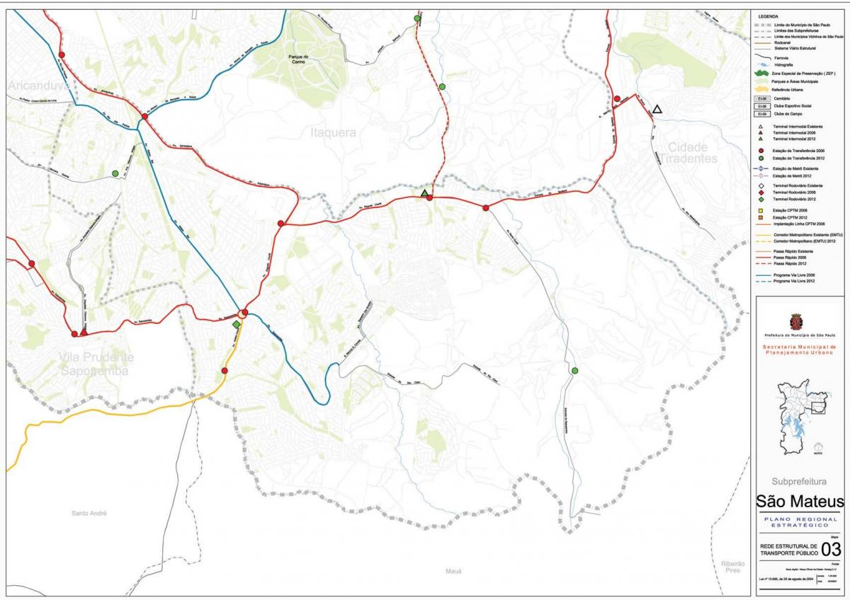 Mapa Svätý Mateus São Paulo - Verejnej dopravy