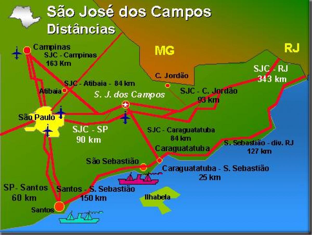 Mapa z São José dos Campos letiska