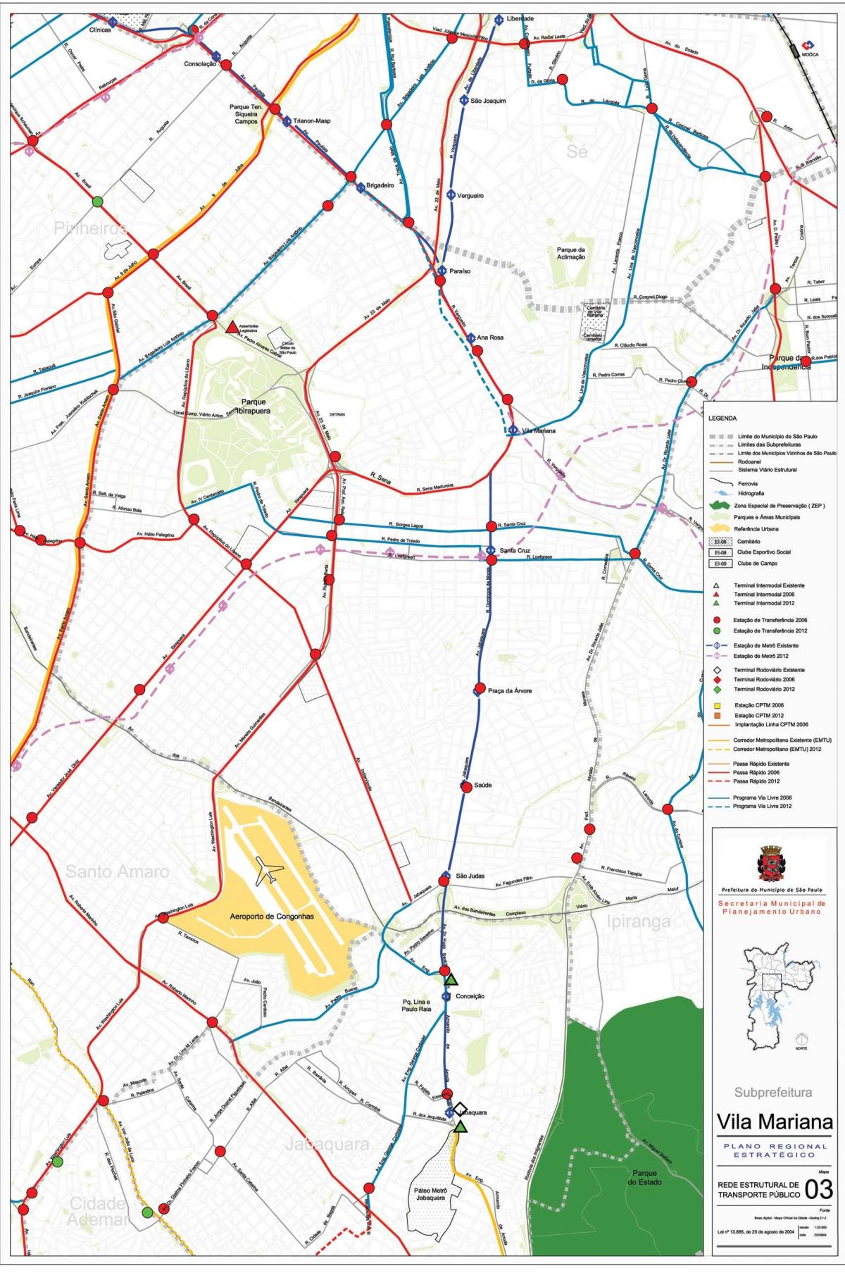 Mapa Vila Mariana São Paulo - Verejnej dopravy