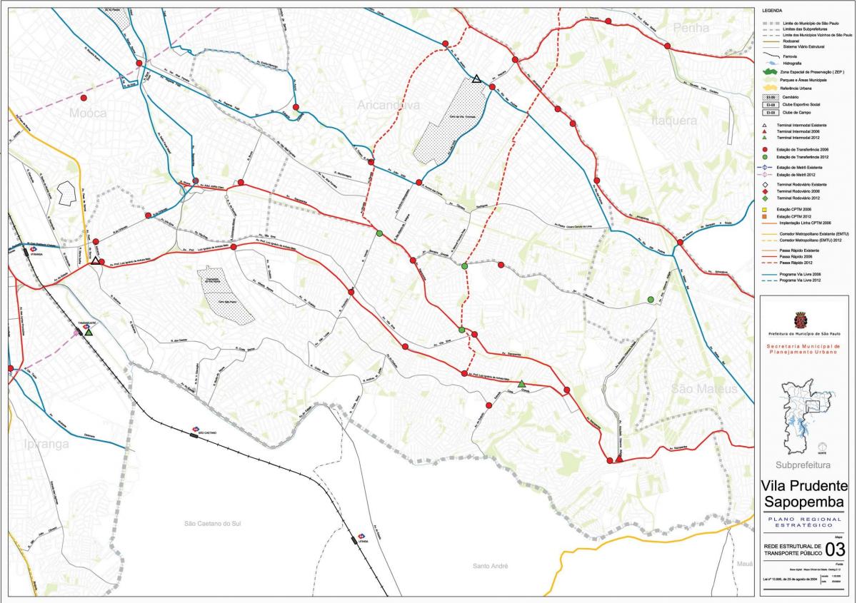 Mapa Vila Prudente São Paulo - Verejnej dopravy