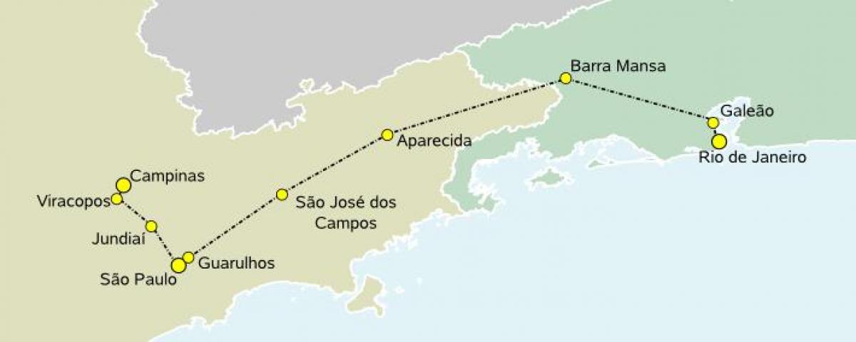Mapa high-speed vlak Sao Paulo
