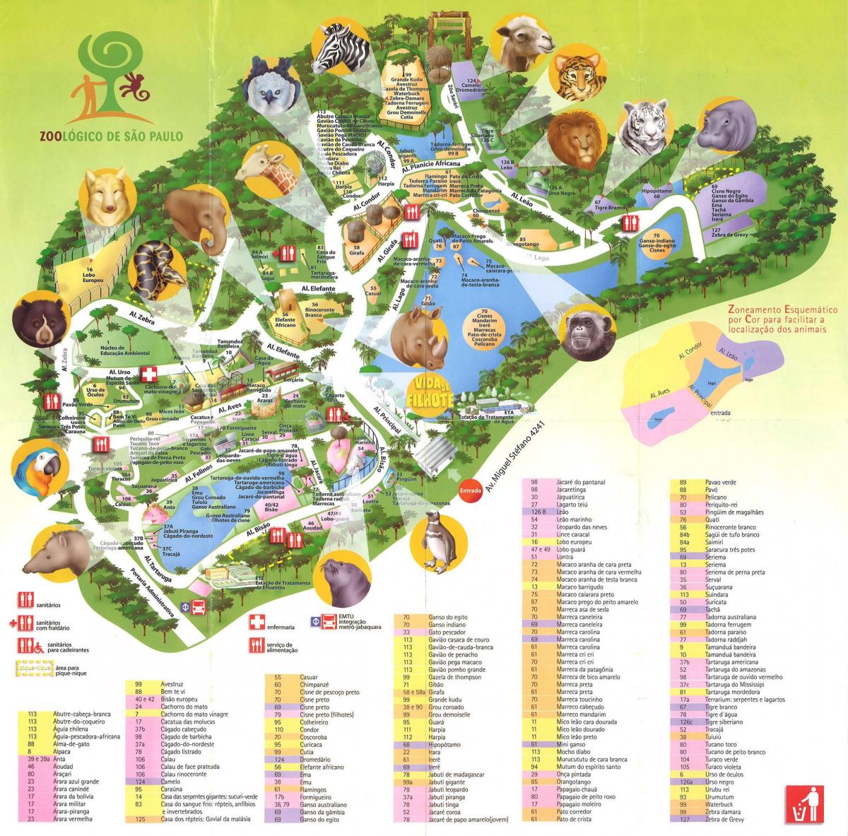 Mapa zoologický park Sao Paulo
