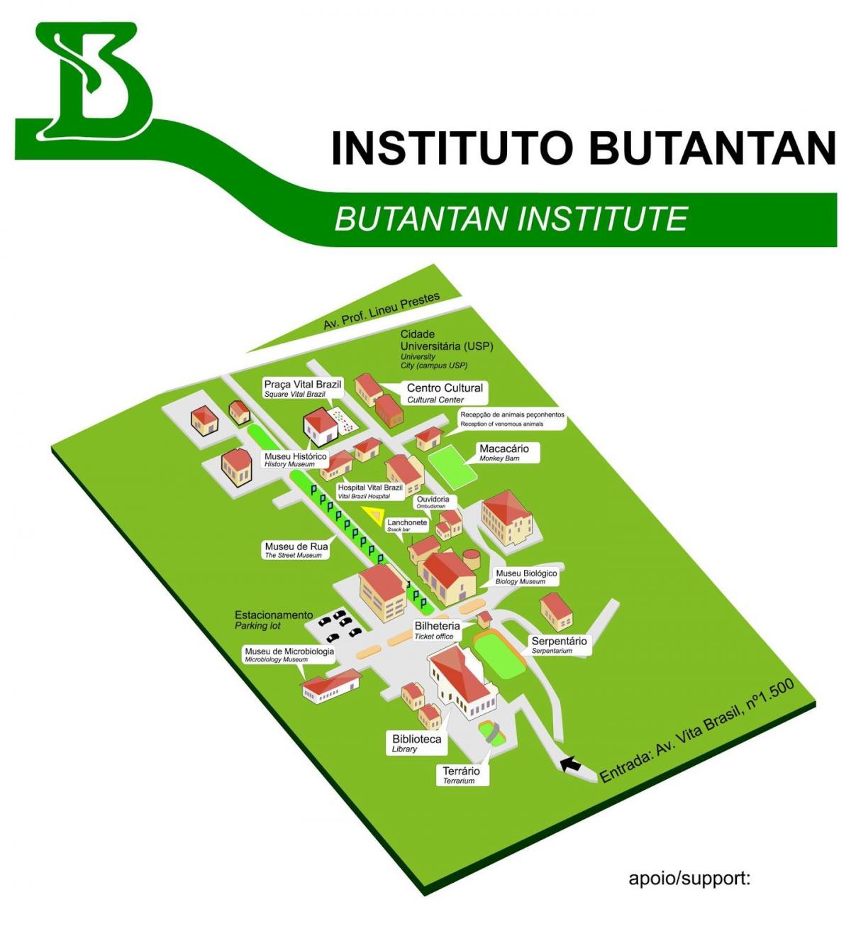 Mapa ústav Butantan