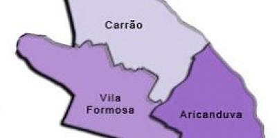 Mapa Aricanduva-Vila Formosa sub-prefektúra