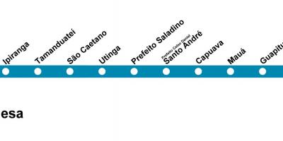 Mapa CPTM São Paulo - Line 10 - Tyrkysové