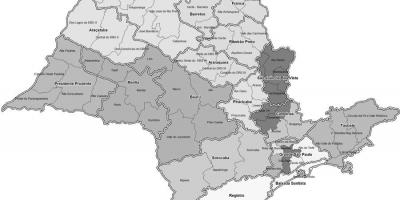 Mapa Sao Paulo čierna a biela