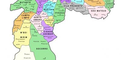 Mapa sub-prefektúry Sao Paulo