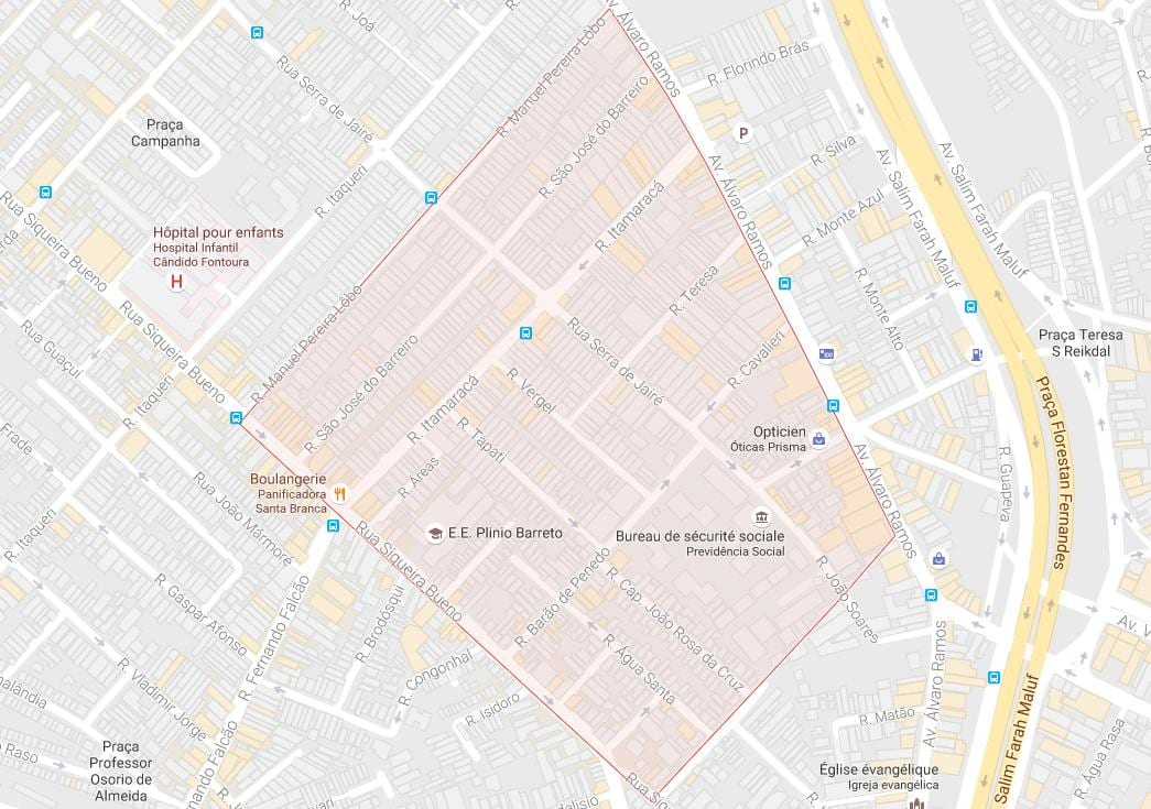 Mapa Água Rasa Sao Paulo