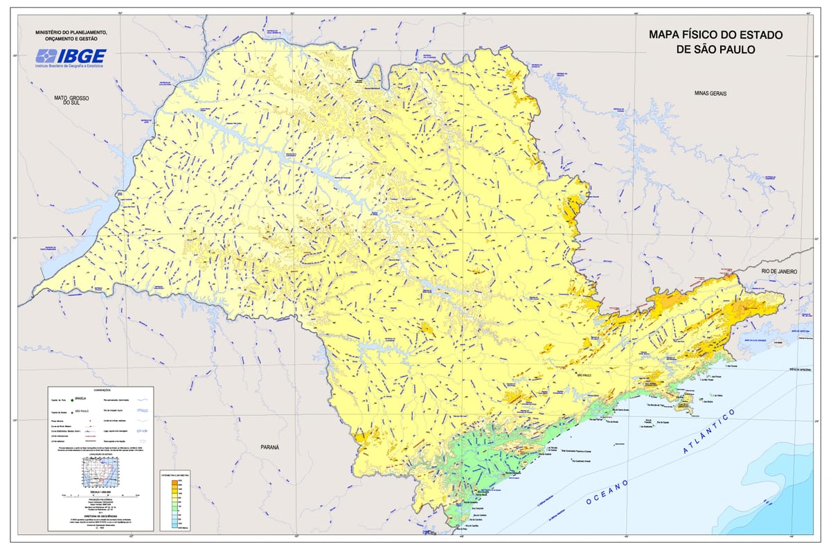 Mapa úľavu Sao Paulo