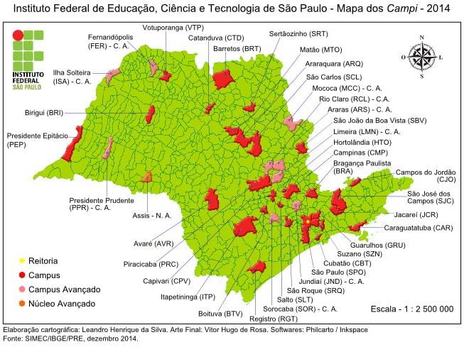 Mapa ústav Federálneho z São Paulo - IFSP