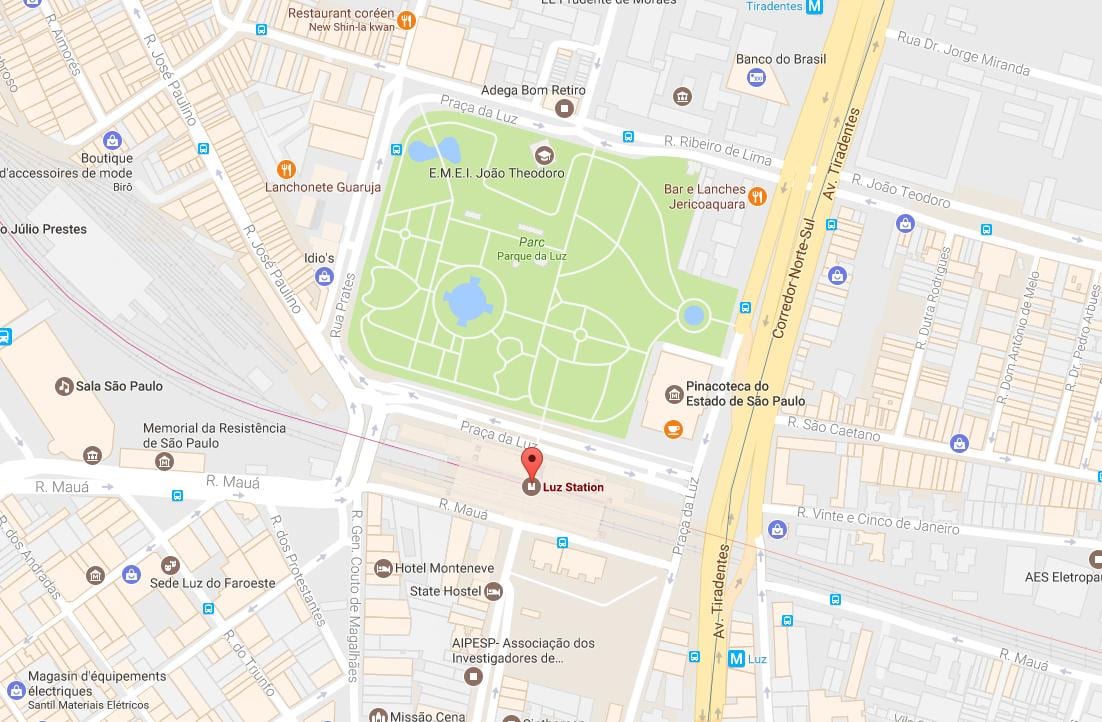 Mapa z vlakovej stanice la Luz Sao Paulo