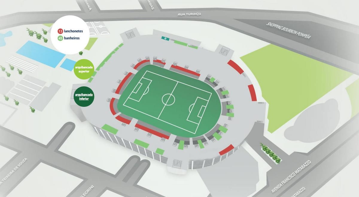 Mapa Allianz Parque - Dolné bleachers