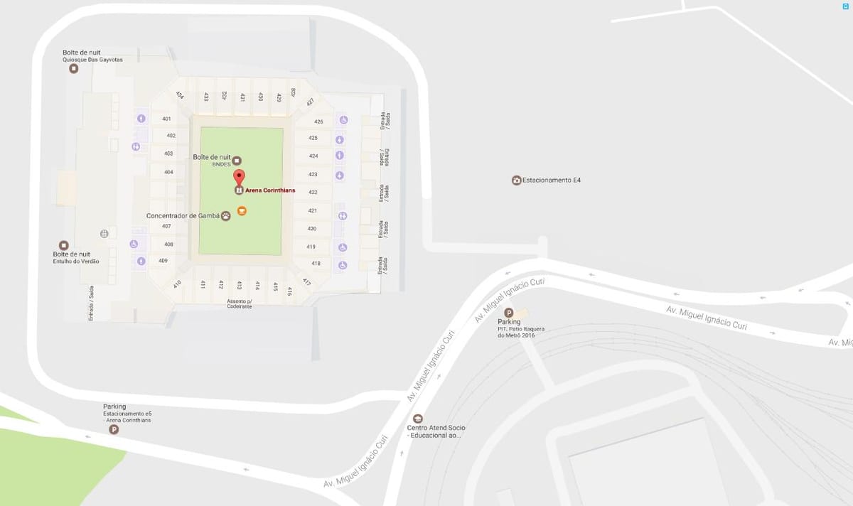 Mapa Arena Korinťanom - Prístup