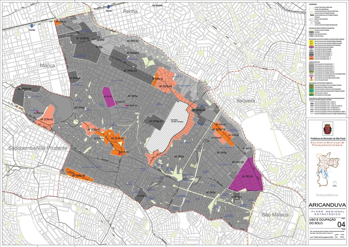 Mapa Aricanduva-Vila Formosa São Paulo - záber pôdy