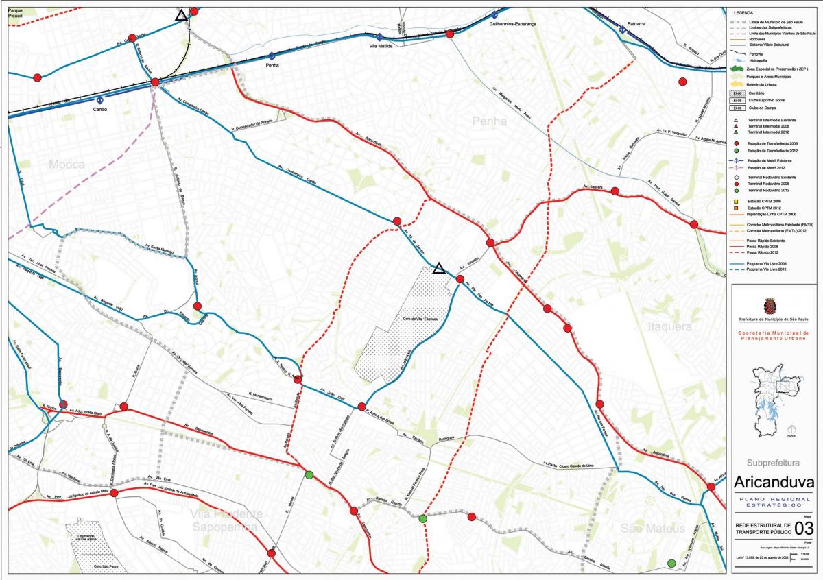 Mapa Aricanduva-Vila Formosa São Paulo - Verejnej dopravy