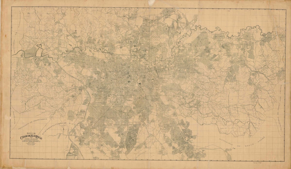 Mapa bývalého São Paulo - 1943