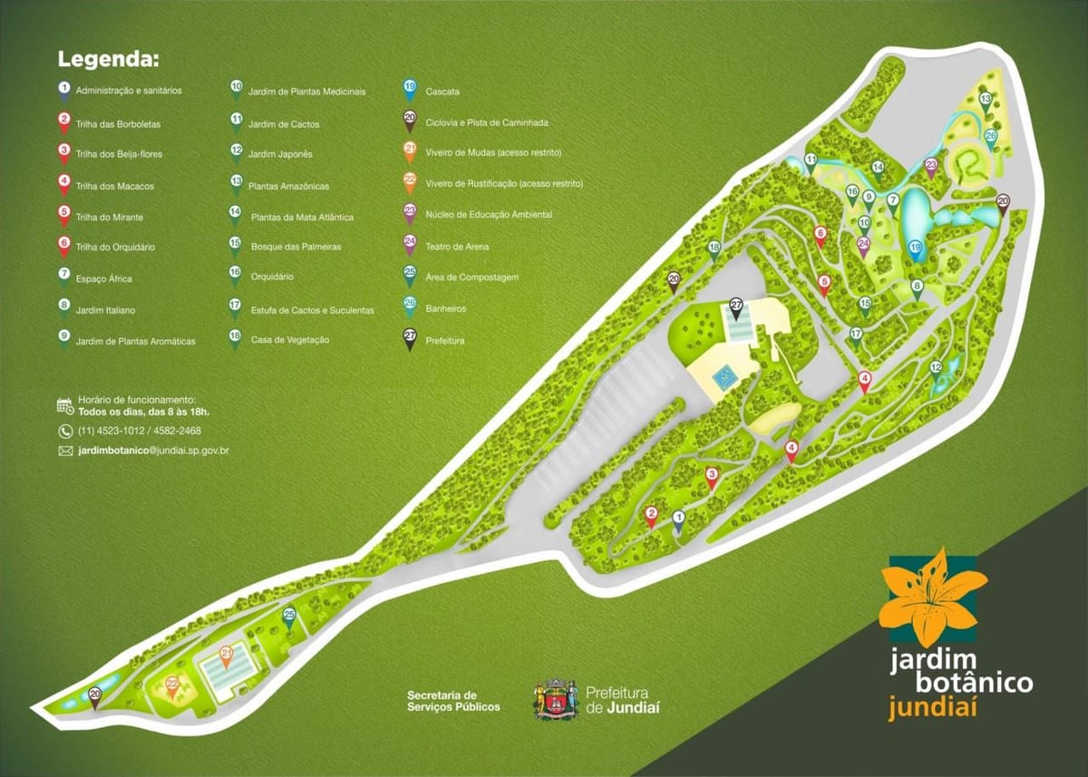 Mapa botanická záhrada Jundiaí