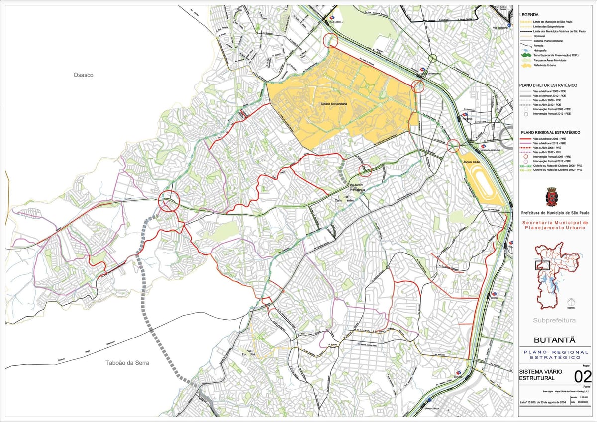 Mapa Butantã São Paulo - Cesty