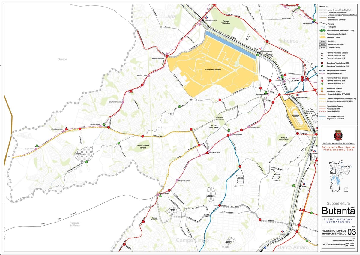 Mapa Butantã São Paulo - Verejnej dopravy
