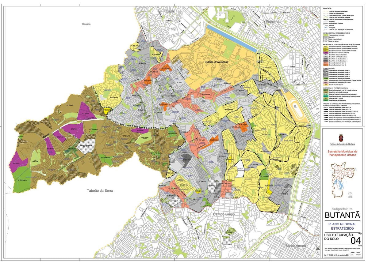 Mapa Butantã São Paulo - záber pôdy
