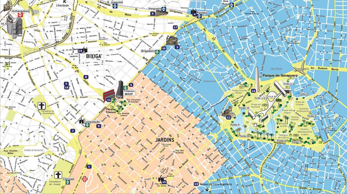 Mapa cestovný ruch Sao Paulo