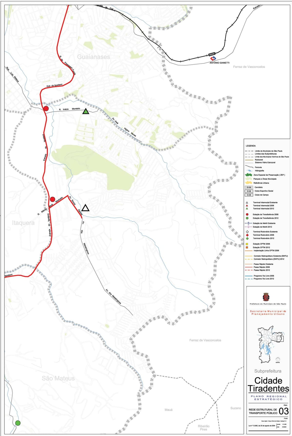Mapa Cidade Tiradentes São Paulo - Verejnej dopravy