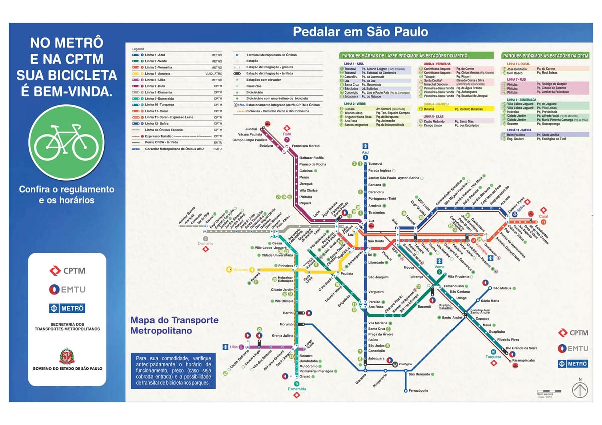 Mapa cyklistické sprievodca Sao Paulo
